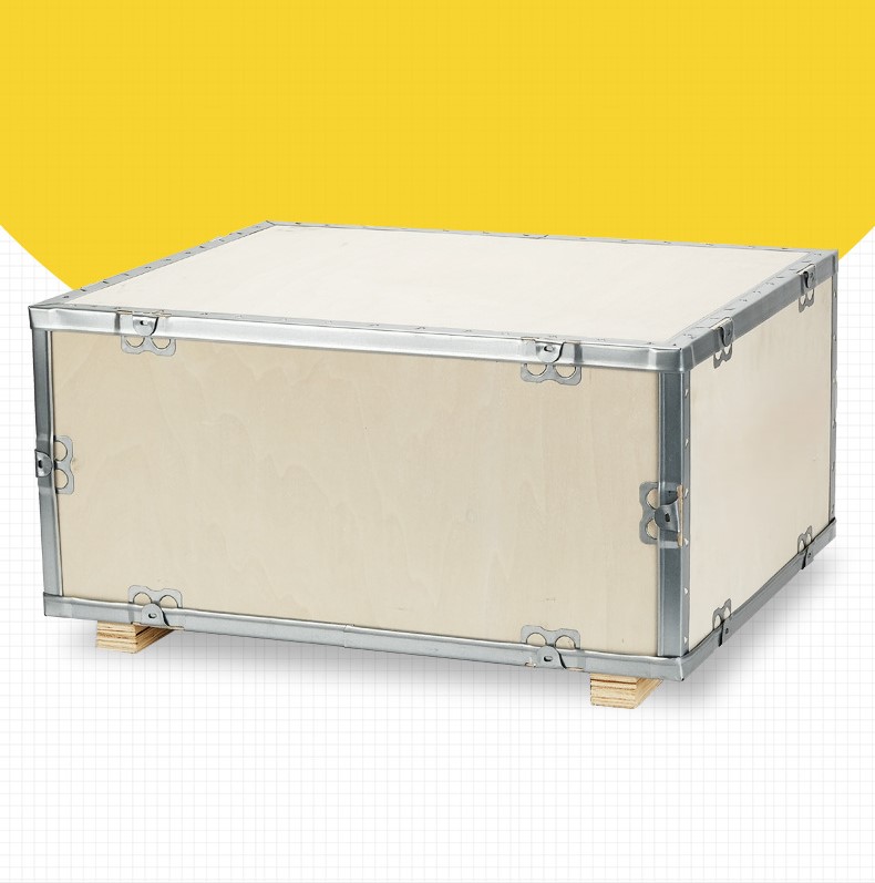 Detachable wooden box with buckle steel strap 4