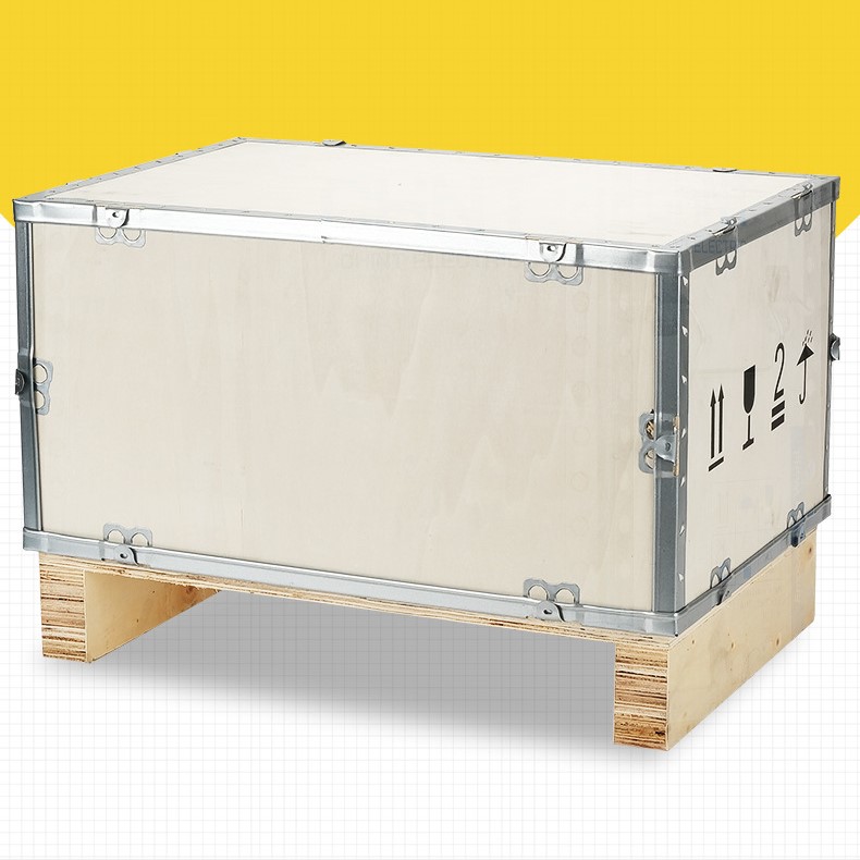 Steel-sided wooden transport box free of fumigation 6 02