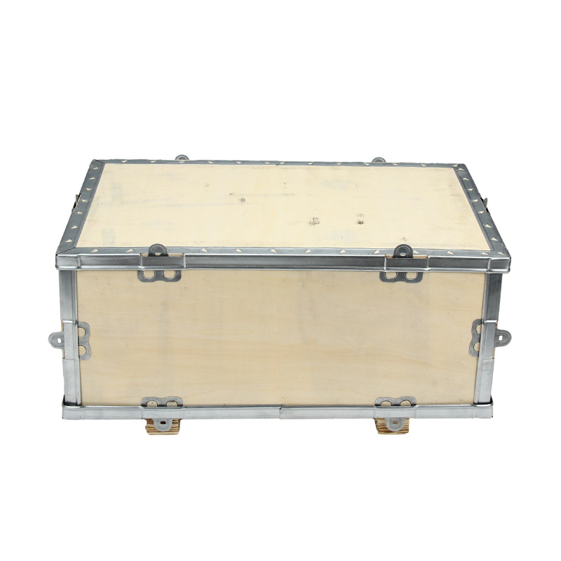 Foldable plywood steel-wrapped turnover box 43