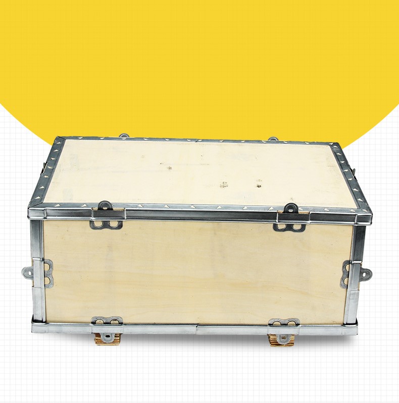 Foldable plywood steel-wrapped turnover box 43