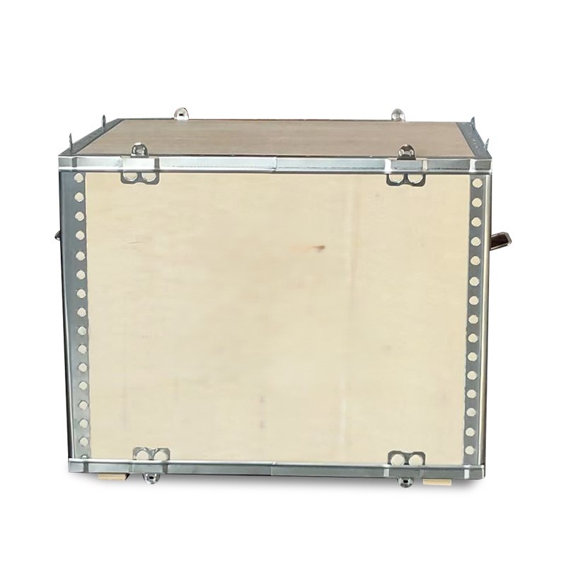 Foldable wooden box with steel strapping and buckle 53