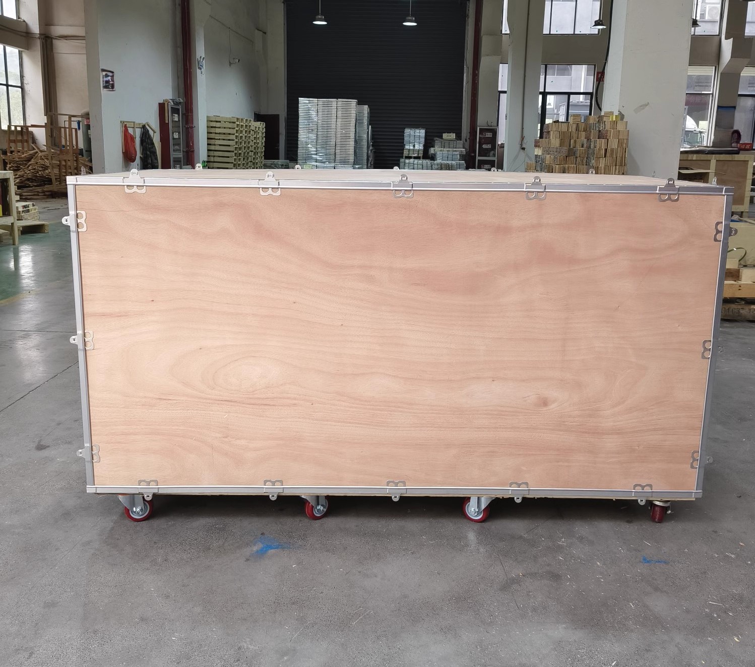Removable steel-edged plywood shipping container 57